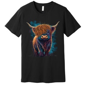 Cute Highland Cattle Cow Funny Highland Cow Premium T-Shirt