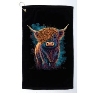 Cute Highland Cattle Cow Funny Highland Cow Platinum Collection Golf Towel