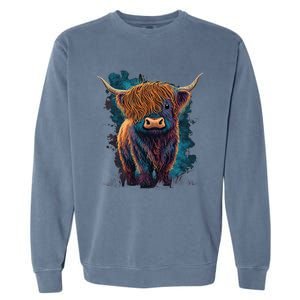 Cute Highland Cattle Cow Funny Highland Cow Garment-Dyed Sweatshirt