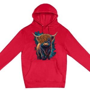 Cute Highland Cattle Cow Funny Highland Cow Premium Pullover Hoodie