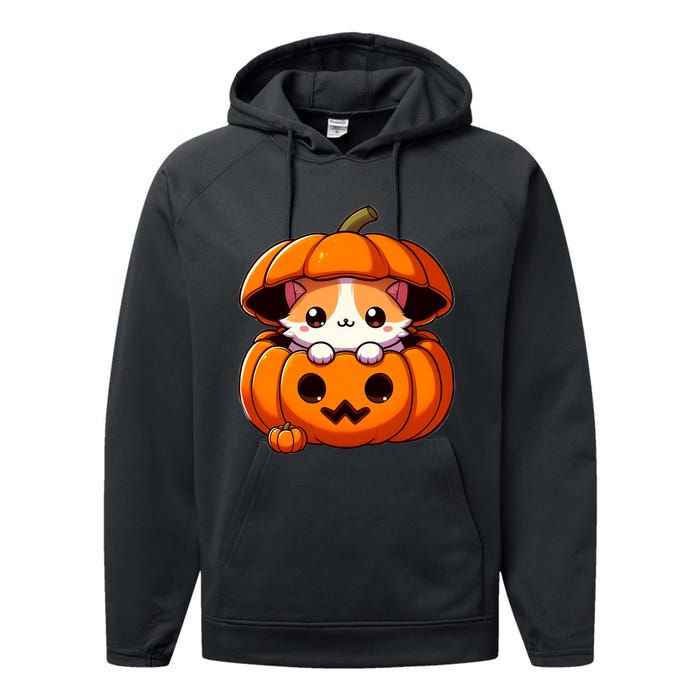 Cute Halloween Cat In Pumpkin – Adorable Halloween Performance Fleece Hoodie