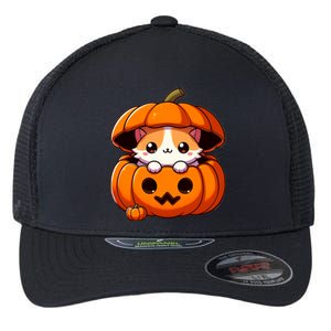 Cute Halloween Cat In Pumpkin – Adorable Halloween Flexfit Unipanel Trucker Cap