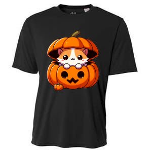 Cute Halloween Cat In Pumpkin – Adorable Halloween Cooling Performance Crew T-Shirt