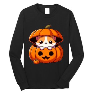 Cute Halloween Cat In Pumpkin – Adorable Halloween Long Sleeve Shirt