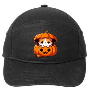 Cute Halloween Cat In Pumpkin – Adorable Halloween 7-Panel Snapback Hat