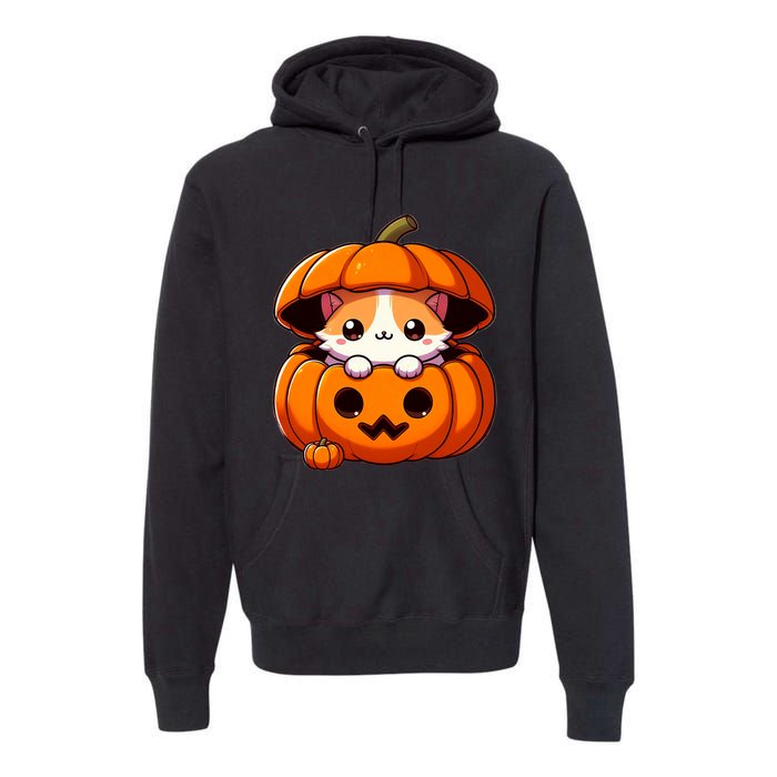 Cute Halloween Cat In Pumpkin – Adorable Halloween Premium Hoodie