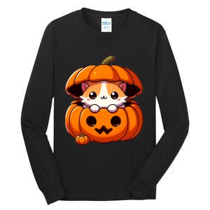 Cute Halloween Cat In Pumpkin – Adorable Halloween Tall Long Sleeve T-Shirt