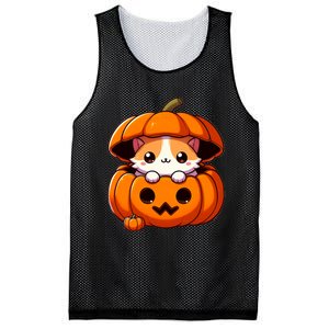 Cute Halloween Cat In Pumpkin – Adorable Halloween Mesh Reversible Basketball Jersey Tank