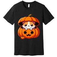 Cute Halloween Cat In Pumpkin – Adorable Halloween Premium T-Shirt