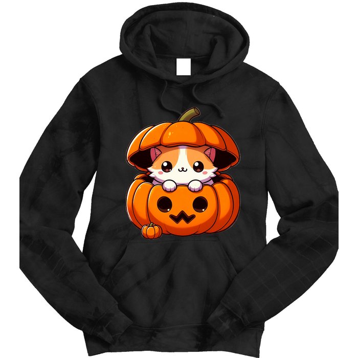 Cute Halloween Cat In Pumpkin – Adorable Halloween Tie Dye Hoodie