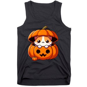 Cute Halloween Cat In Pumpkin – Adorable Halloween Tank Top