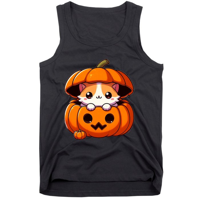 Cute Halloween Cat In Pumpkin – Adorable Halloween Tank Top