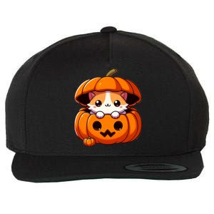 Cute Halloween Cat In Pumpkin – Adorable Halloween Wool Snapback Cap