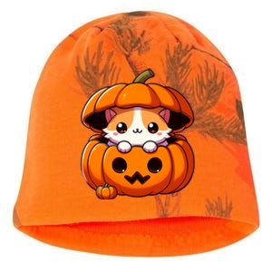 Cute Halloween Cat In Pumpkin – Adorable Halloween Kati - Camo Knit Beanie