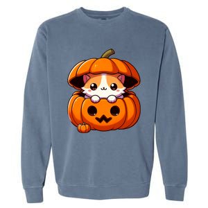 Cute Halloween Cat In Pumpkin – Adorable Halloween Garment-Dyed Sweatshirt