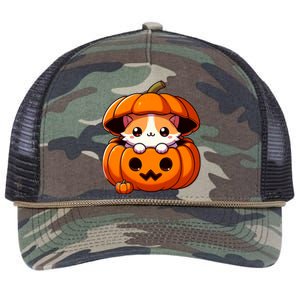 Cute Halloween Cat In Pumpkin – Adorable Halloween Retro Rope Trucker Hat Cap