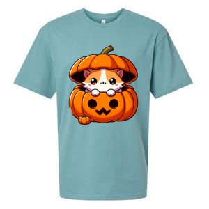 Cute Halloween Cat In Pumpkin – Adorable Halloween Sueded Cloud Jersey T-Shirt