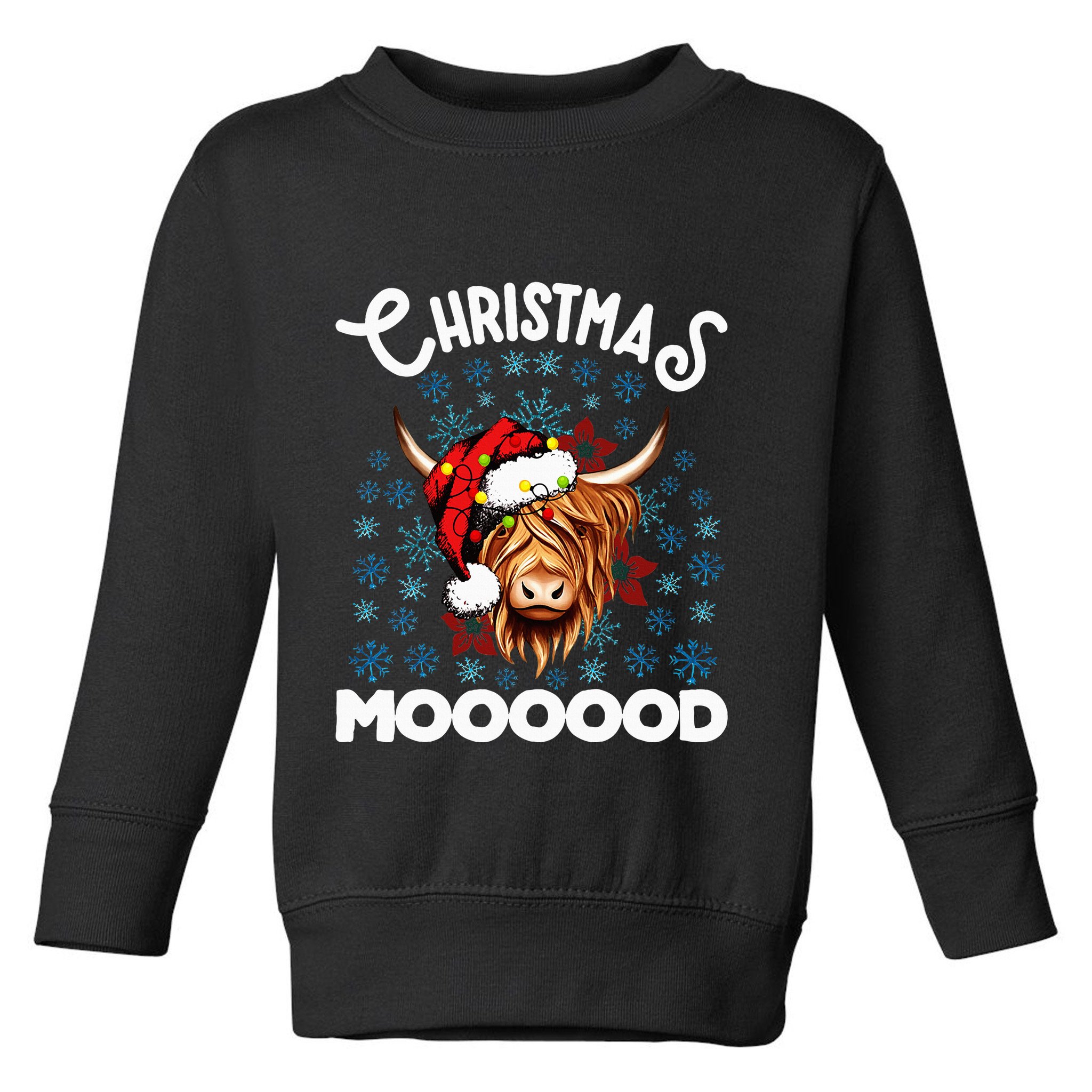 Christmas Highland Cow Santa Hat Highlander Cow Mom Toddler Sweatshirt