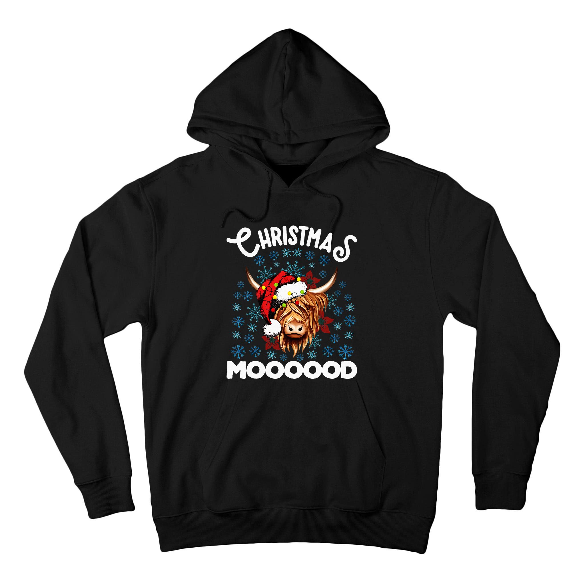 Christmas Highland Cow Santa Hat Highlander Cow Mom Tall Hoodie