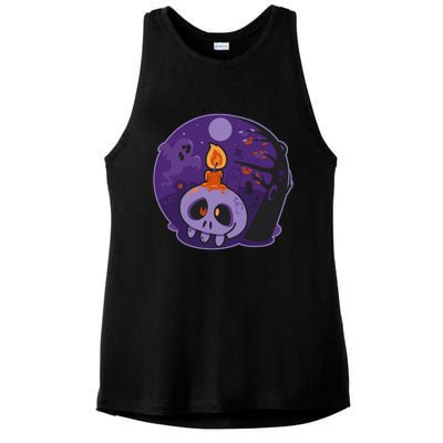 Cute Halloween Candle Skull Ladies PosiCharge Tri-Blend Wicking Tank