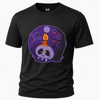 Cute Halloween Candle Skull Performance Shirt