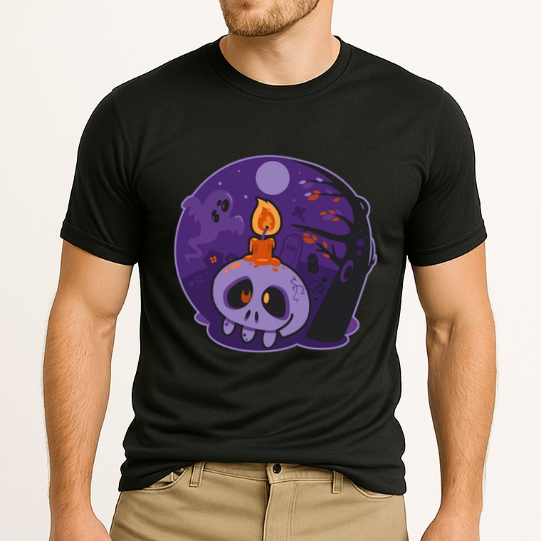 Cute Halloween Candle Skull Cooling Performance Crew T-Shirt
