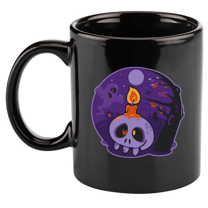 Cute Halloween Candle Skull 11oz C Handle Ceramic Mug