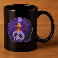 Cute Halloween Candle Skull 11oz C Handle Ceramic Mug