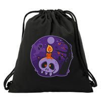 Cute Halloween Candle Skull Drawstring Bag