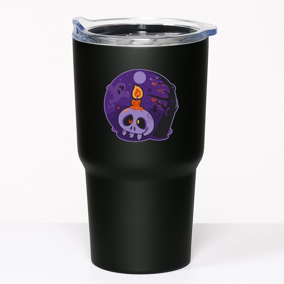Cute Halloween Candle Skull Tumbler