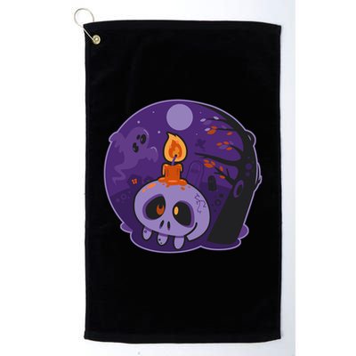 Cute Halloween Candle Skull Golf Towel