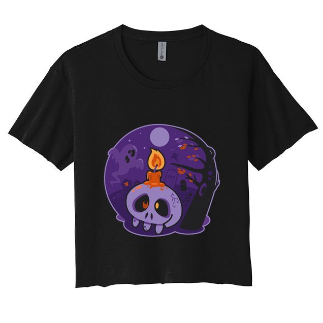 Cute Halloween Candle Skull Crop Top