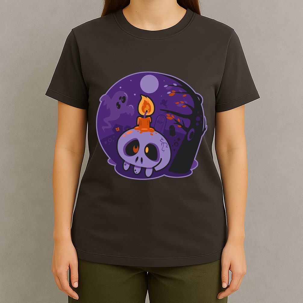Cute Halloween Candle Skull T-Shirt