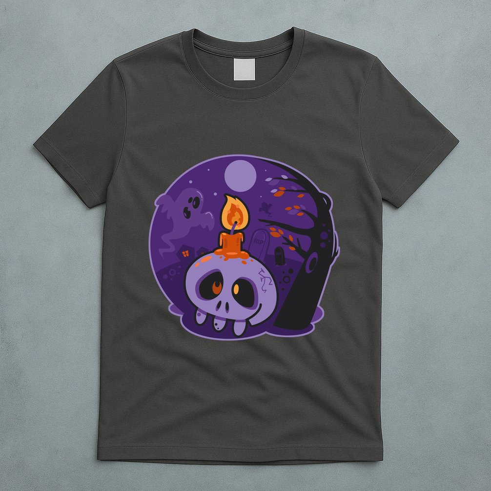 Cute Halloween Candle Skull T-Shirt