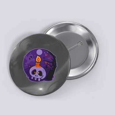Cute Halloween Candle Skull Button