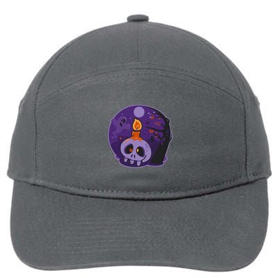 Cute Halloween Candle Skull 7-Panel Snapback Hat