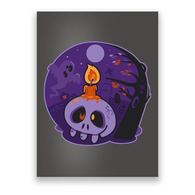 Cute Halloween Candle Skull Poster