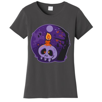 Cute Halloween Candle Skull Women's T-Shirt