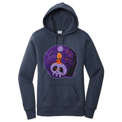 Cute Halloween Candle Skull Women's Pullover Hoodie