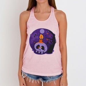 Cute Halloween Candle Skull Women's Knotted Racerback Tank