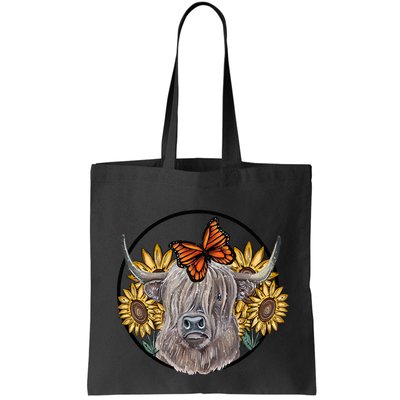 Country Highland Cow & Wild Sunflowers & Butterflies  Bag