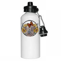 Country Highland Cow & Wild Sunflowers & Butterflies  Aluminum Water Bottle