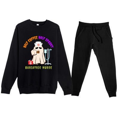 Cute Half Coffee Half Spooky Halloween Bariatric Nurse Fun Great Gift Premium Crewneck Sweatsuit Set