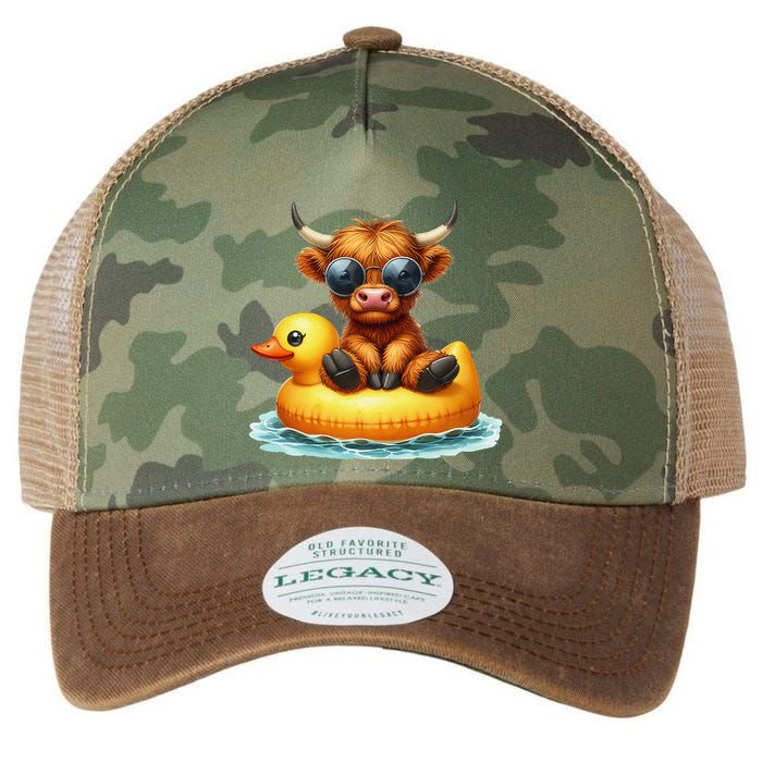 Cute Highland Cow Duck Pool Float Summer Vibes Swimming Legacy Tie Dye Trucker Hat