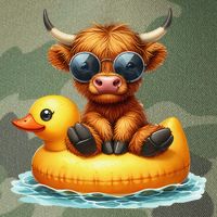 Cute Highland Cow Duck Pool Float Summer Vibes Swimming Legacy Tie Dye Trucker Hat