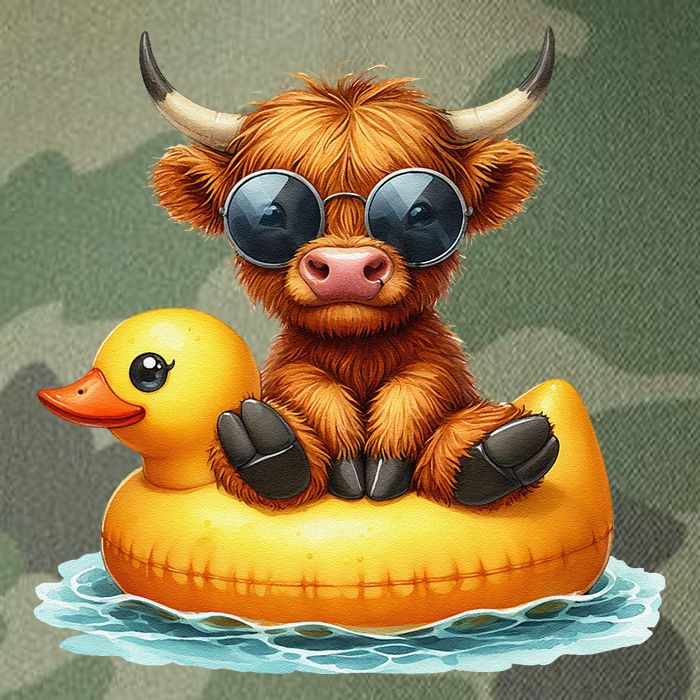 Cute Highland Cow Duck Pool Float Summer Vibes Swimming Legacy Tie Dye Trucker Hat