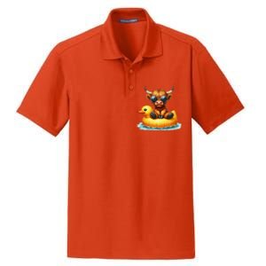 Cute Highland Cow Duck Pool Float Summer Vibes Swimming Dry Zone Grid Polo