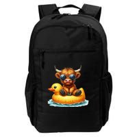 Cute Highland Cow Duck Pool Float Summer Vibes Swimming Backpack