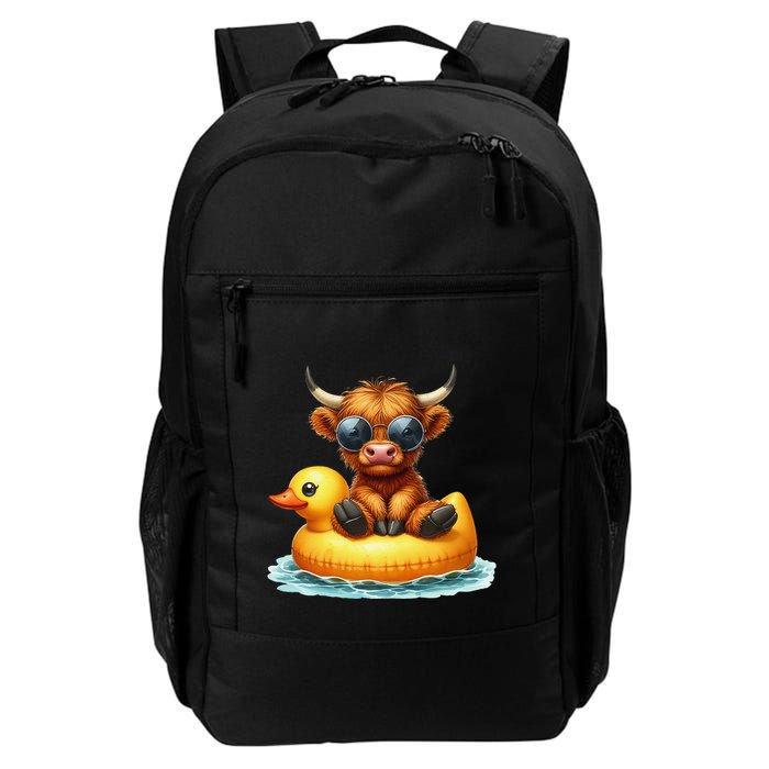 Cute Highland Cow Duck Pool Float Summer Vibes Swimming Backpack