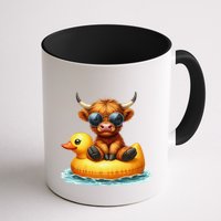 Cute Highland Cow Duck Pool Float Summer Vibes Swimming Mug